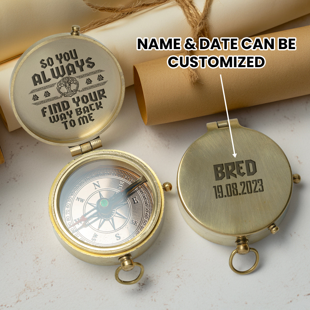 Personalized Engraved Viking Compass - Gpb26040