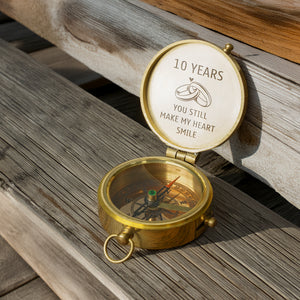 Personalized Engraved Bronze Compass - Handmade 10 years Anniversary Gift for Couples | Custom Name, Date - Gpb26258