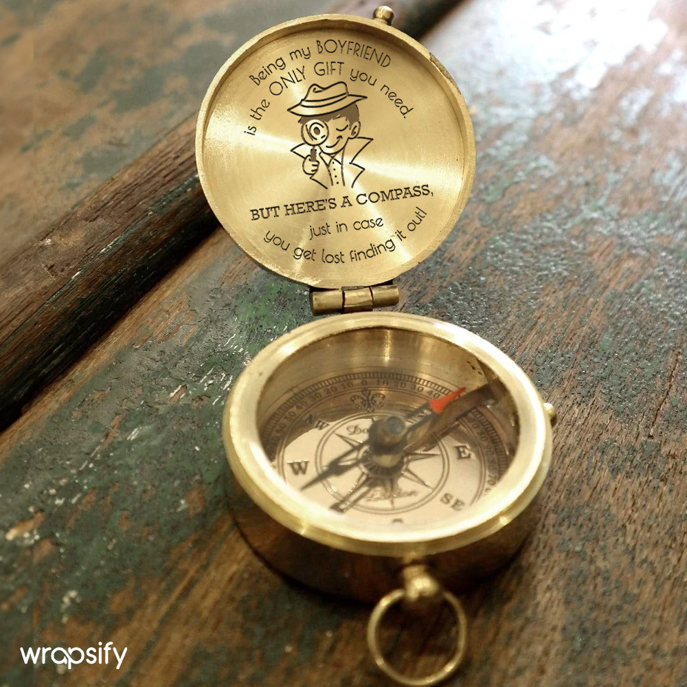 Engraved Compass - Family - To My Boyfriend - Here's A Compass, Just In Case You Get Lost Finding It Out - Gpb12015