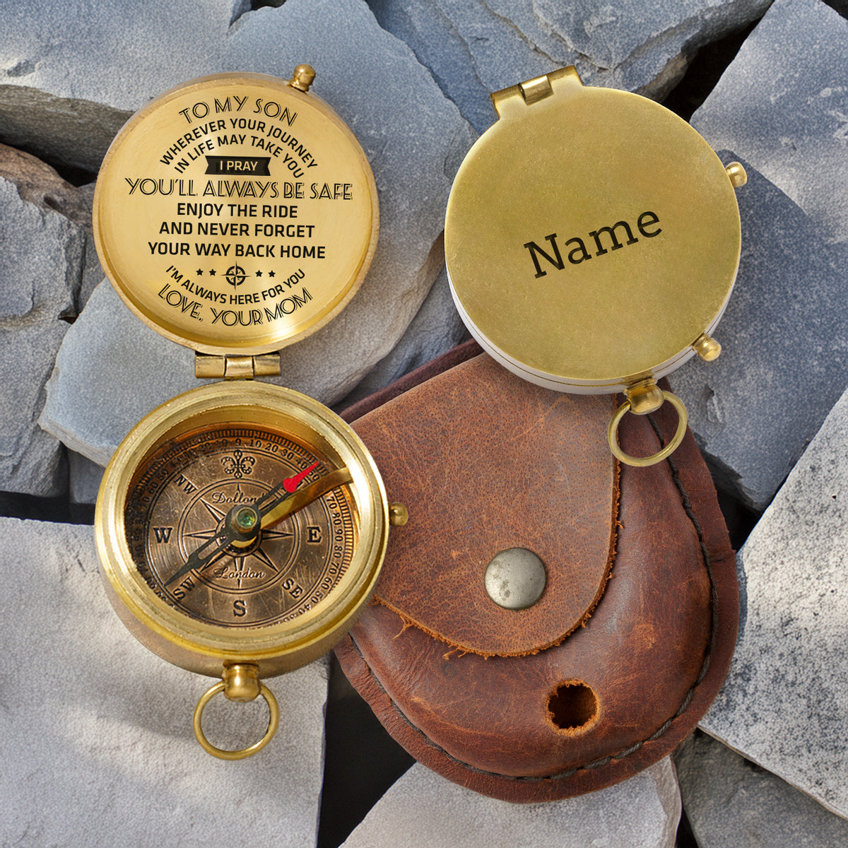 Personalized Engraved Compass - To My Son, I Pray You'll Always Be Safe - Love, Your Mom - Gpb16002
