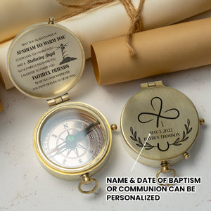 One Step with Faith, Forever Guided - Whenever You Pray Heaven To Hear You - Baptism & Communion Compass + Free Personalized Communion Bag - Gpb16085