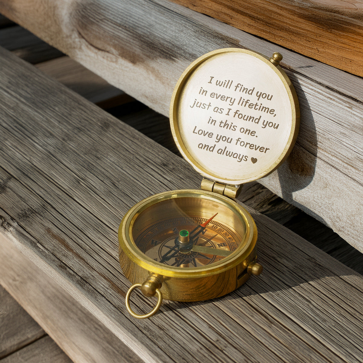 Personalized Engraved Bronze Compass - Handmade 10 years Anniversary Gift for Couples | Custom Name, Date - Gpb26260