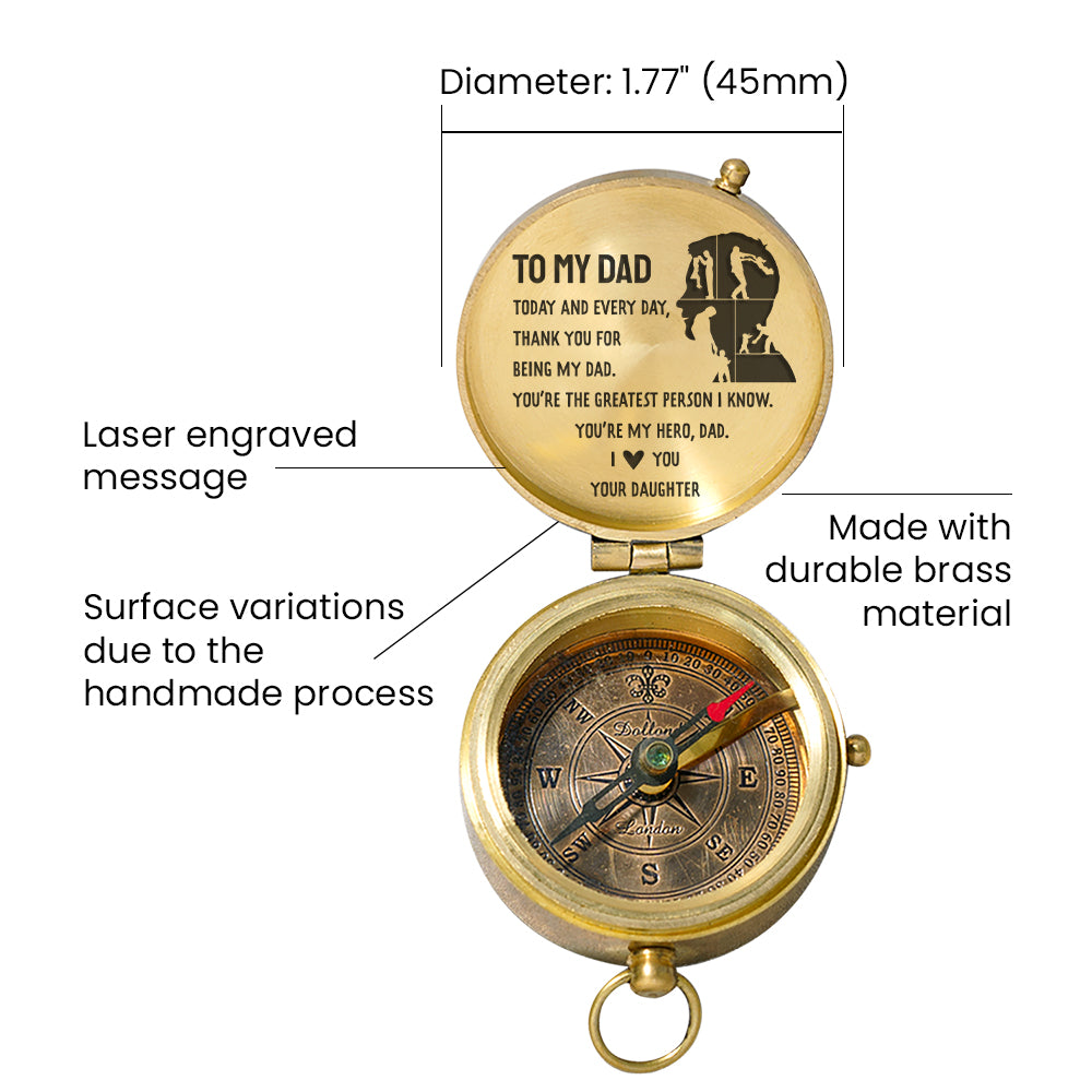Personalized Engraved Compass - Family - To My Dad - From Daughter - You’re My Hero - Gpb18060