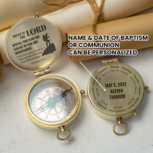 One Step with Faith, Forever Guided - In All Your Ways Submit To Him - Baptism & Communion Compass + Free Personalized Communion Bag - Gpb16082