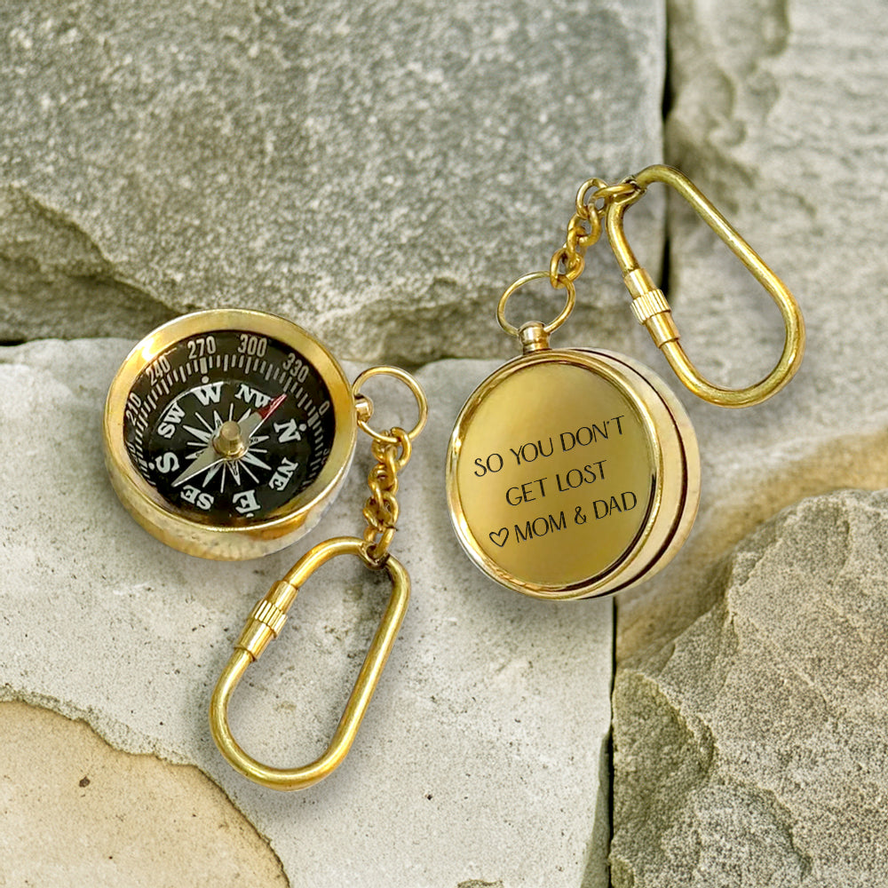 Personalized Brass Compass Keychain - Family - To My Son - So You Don't Get Lost - Gkqj16005