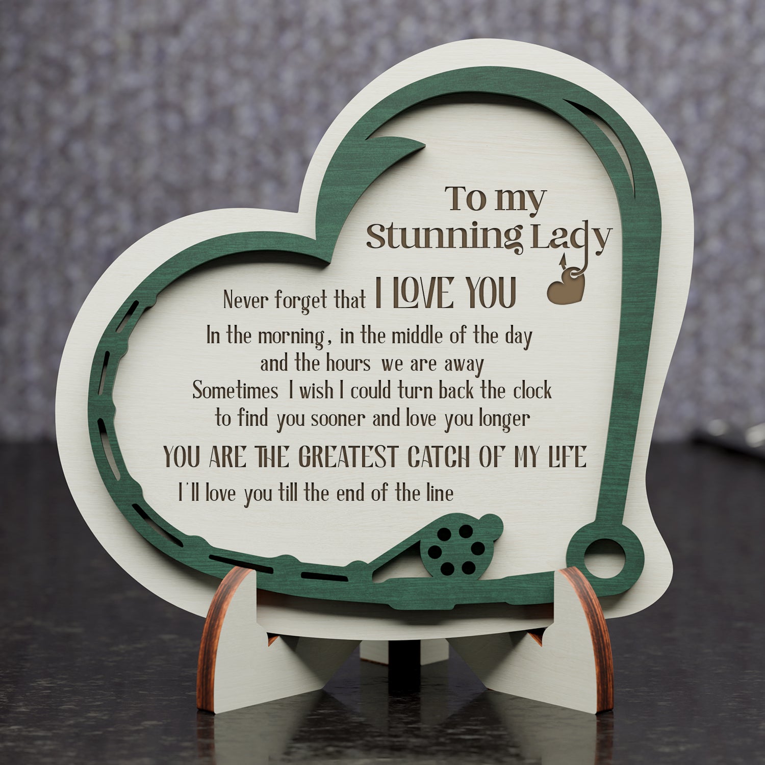 Wooden Heart Sign - Fishing - To My Lady - Sometimes - Gan13004