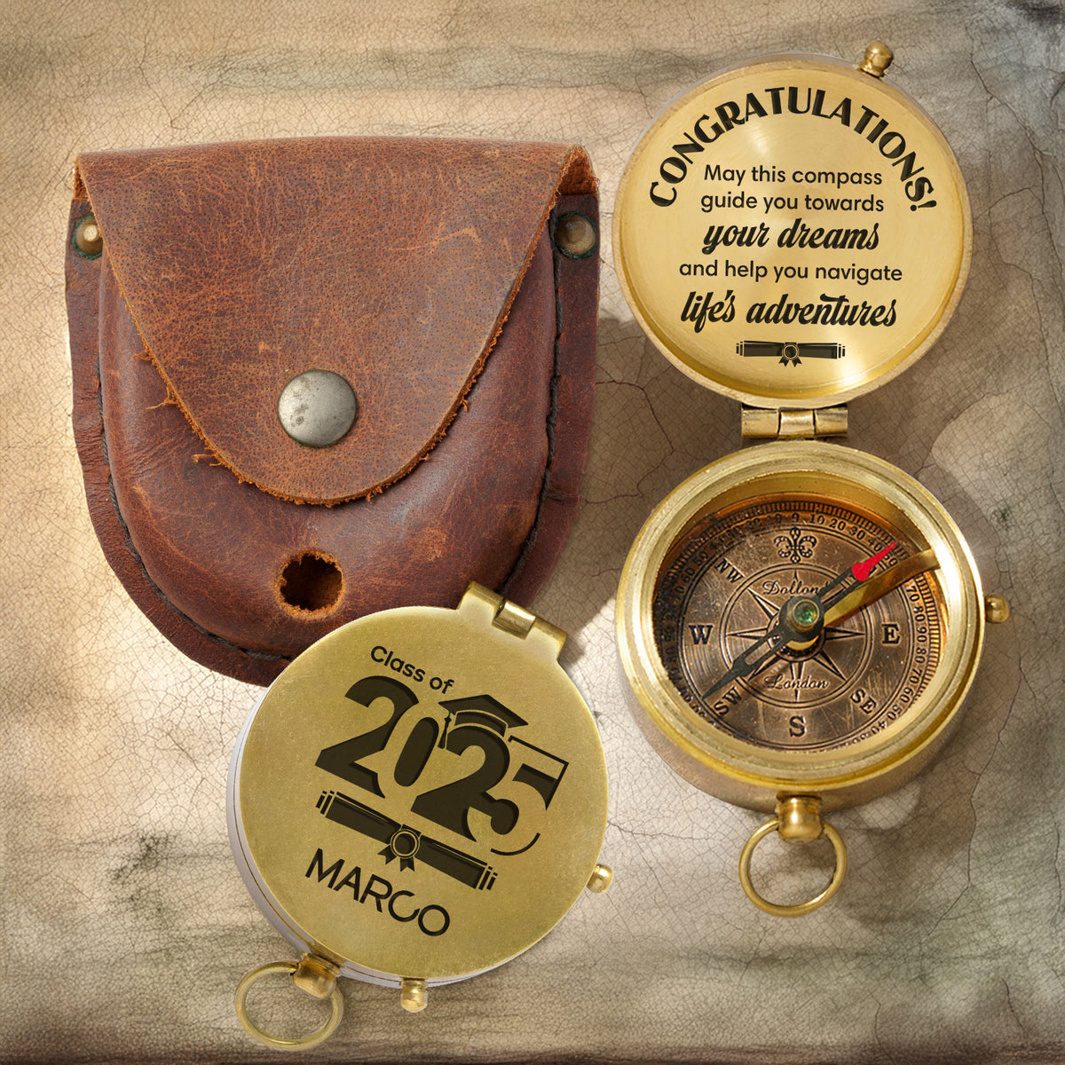 Personalized Engraved Compass - Family - To My Son Daughter Grandson Granddaughter - May This Compass Guide You Towards Your Dreams - Gpb16079