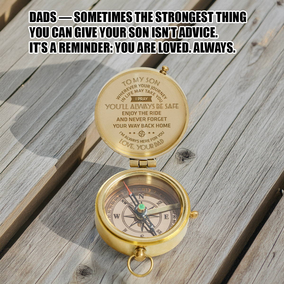 Personalized Engraved Compass - To My Son, I Pray You'll Always Be Safe - Love, Your Dad - Gpb16003