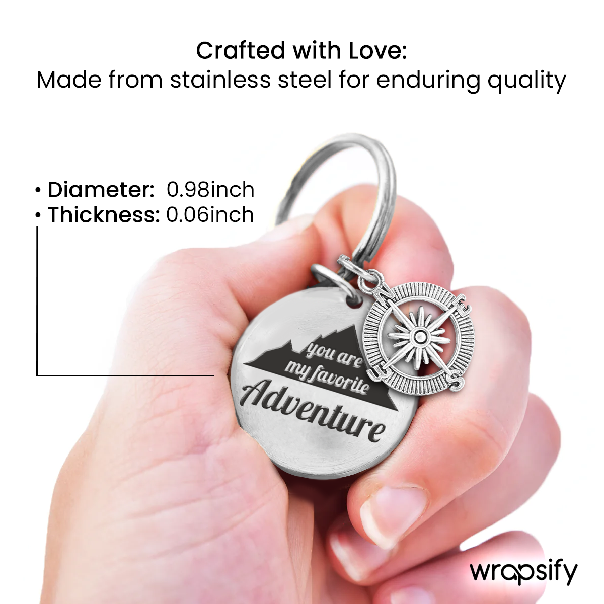 Love's Journey Awaits! Personalized Compass Keychain - Ideal Gift for Your Adventurous Man - Gkw26005