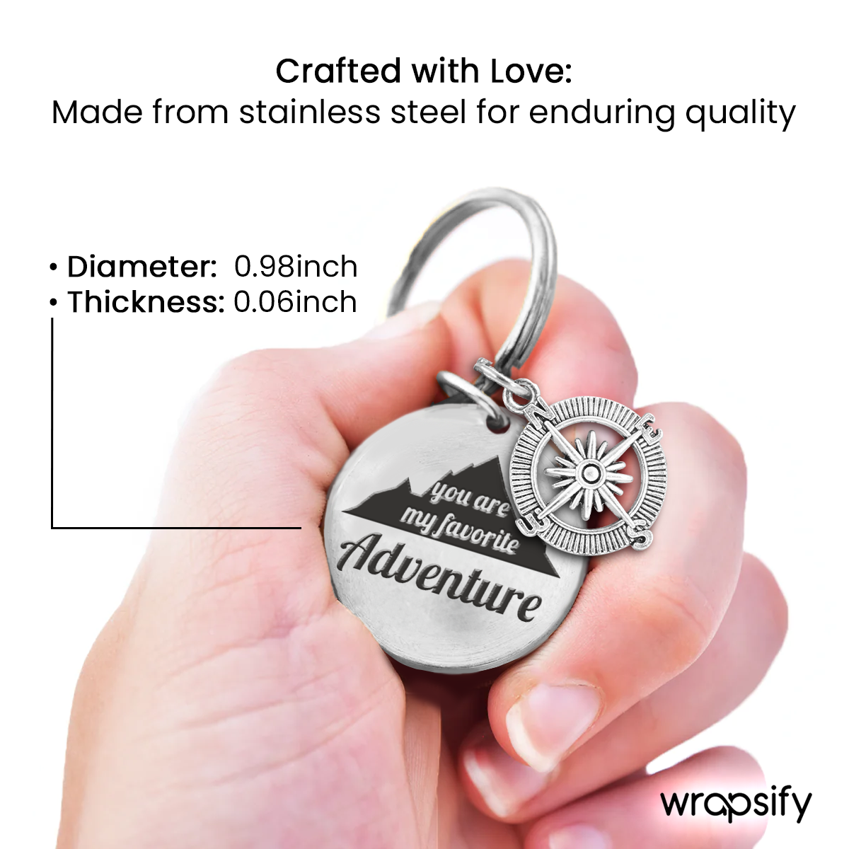 Navigate Your Love This Christmas! Personalized Compass Keychain for Romantic Adventurers - Gkw26005