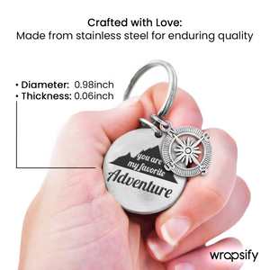 Love's Journey Awaits! Personalized Compass Keychain - Ideal Gift for Your Adventurous Man - Gkw26005