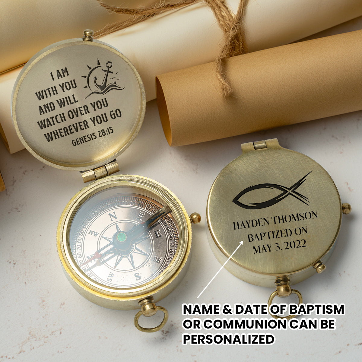 One Step with Faith, Forever Guided - I Am With You - Baptism & Communion Compass - Gpb16095