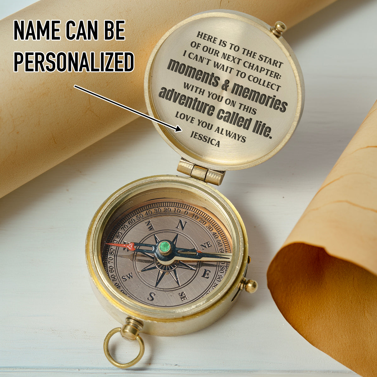 Personalized Engraved Compass - Family - For Couple - Here Is To The Start Of Our Next Chapter - Gpb26240