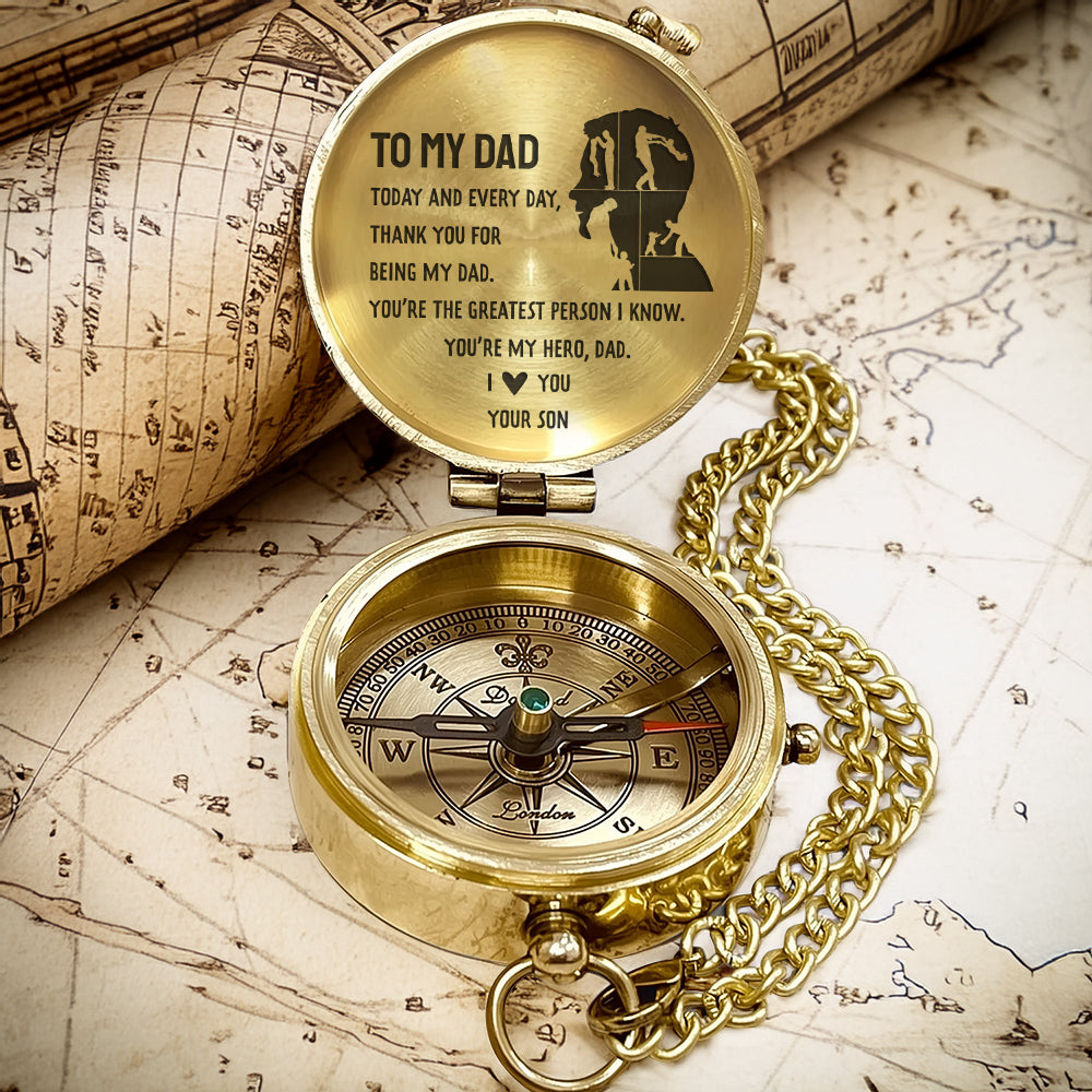 Personalized Engraved Compass - Family - To My Dad - From Son - You’re My Hero - Gpb18059
