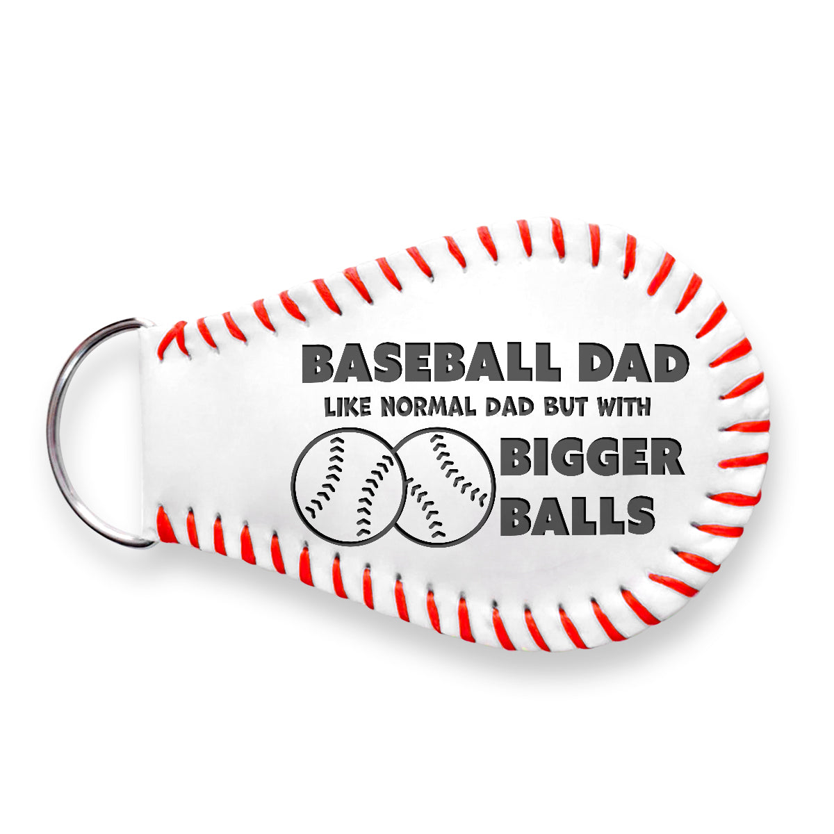 Handmade Leather Baseball Keychain - Baseball - Normal Dad But With Bigger Balls - Gkqi18001