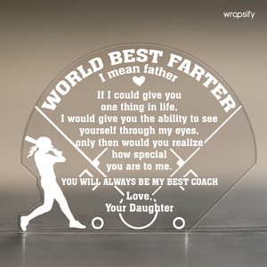 Cherish Your Father - Daughter Softball Bond This Christmas With Crystal Plaque - Gznf18123