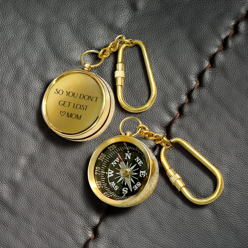 Personalized Brass Compass Keychain - Family - To My Son - From Mom - You're One Step Closer To A Bright New Future - Gkqj16002