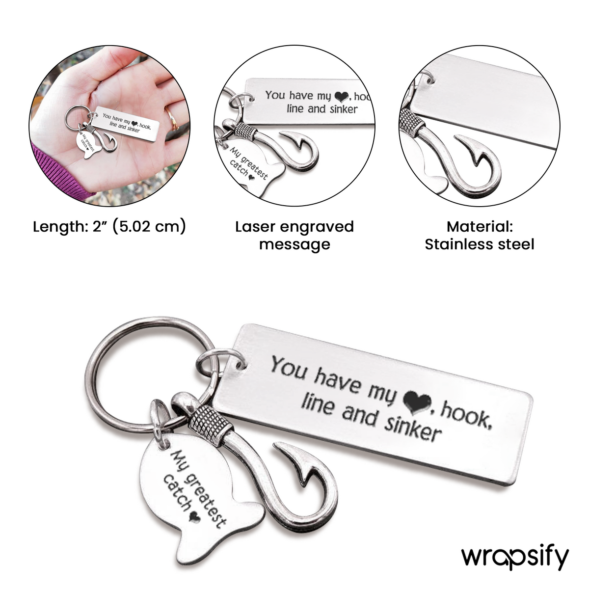 Custom Fishing Hook Keychain for Girlfriend - Gku13001