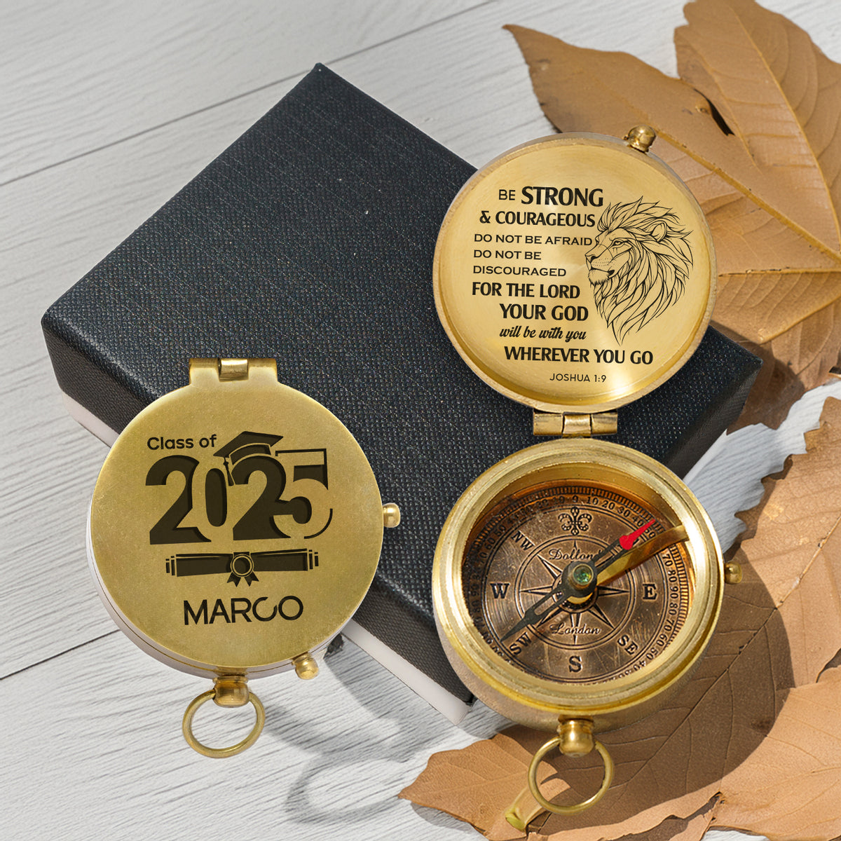 Personalized Engraved Compass - Family - To My Son Daughter Grandson Granddaughter - Your God Will Be With You - Gpb16076