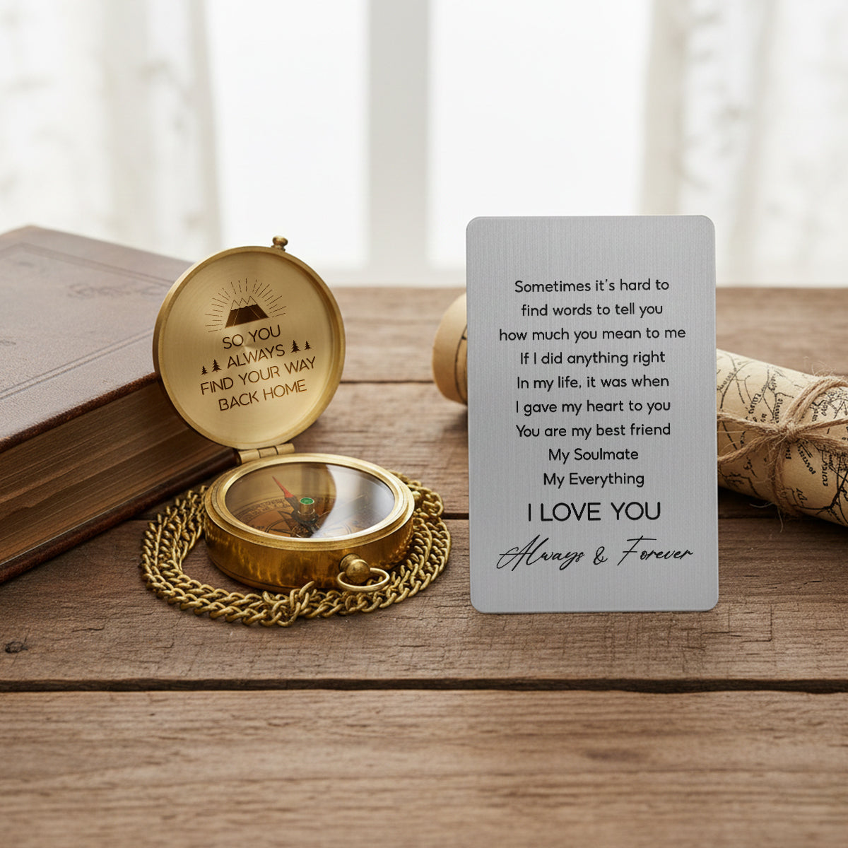 Personalized Compass Gift - Long-distance Keepsake For Him - So Even From Miles Away, Your Love Still Guides Them Home - Gpb26045