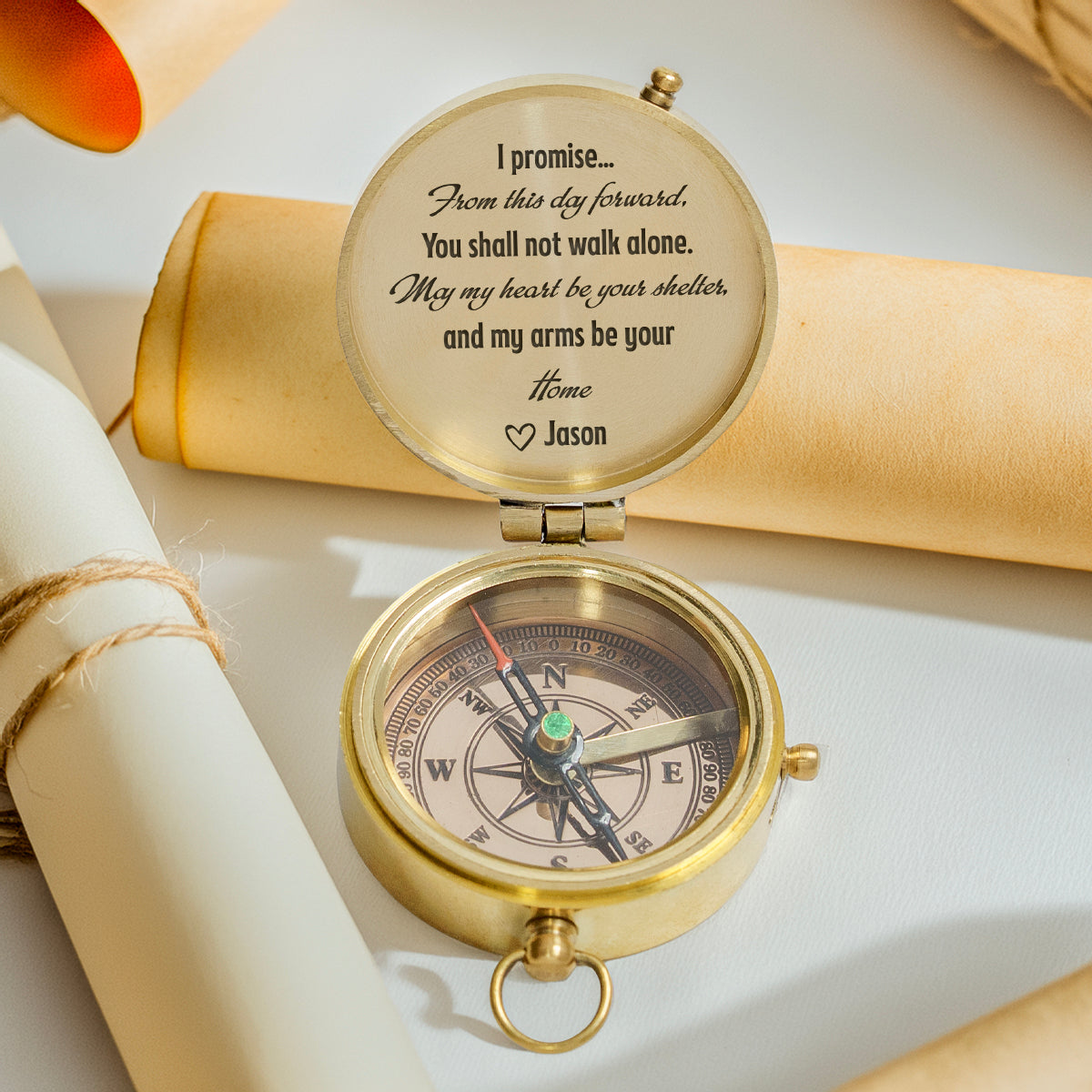 Personalized Engraved Compass - Family - For Couple - May My Heart Be Your Shelter - Gpb26245