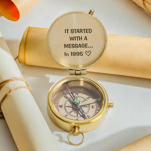 Personalized Engraved Compass - Family - For Couple - It Started With A Message - Gpb26244
