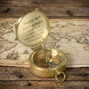 Personalized Engraved Bronze Compass - Handmade 50 years Anniversary Gift for Grandpa & Grandma | Custom Name, Date - Gpb20008