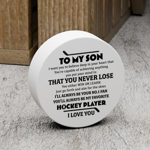 Celebrate Your Special Bond - An Exclusive Custom Hockey Puck for Son - Gai16018