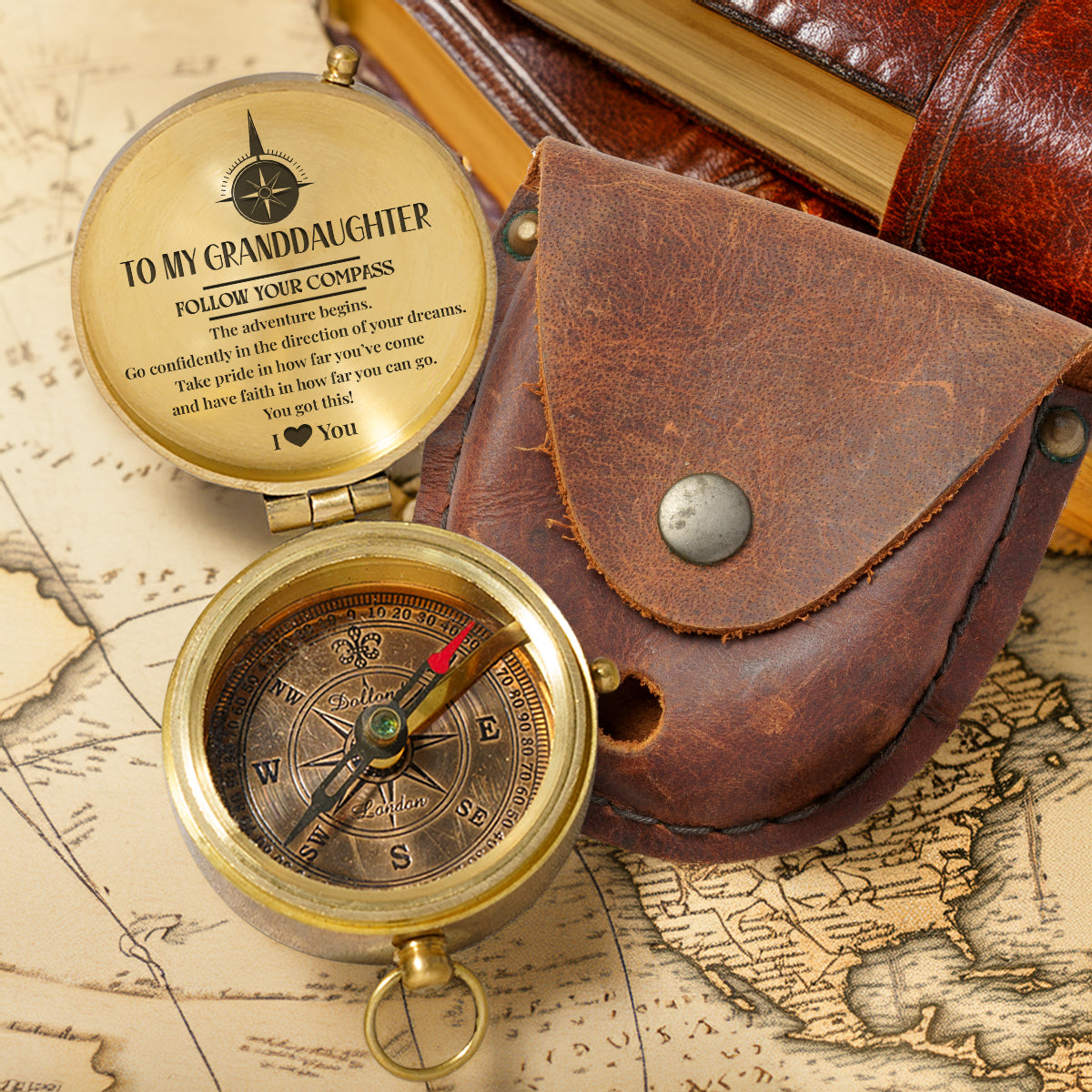 Personalized Engraved Compass - Family - To My Granddaughter - Go Confidently In The Direction Of Your Dreams - Gpb23014