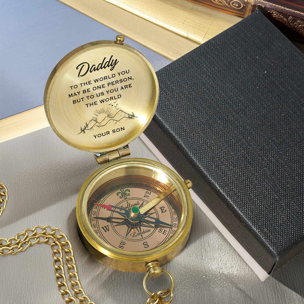 Personalized Engraved Compass - Family - To My Dad - From Son - You Are The World - Gpb18062