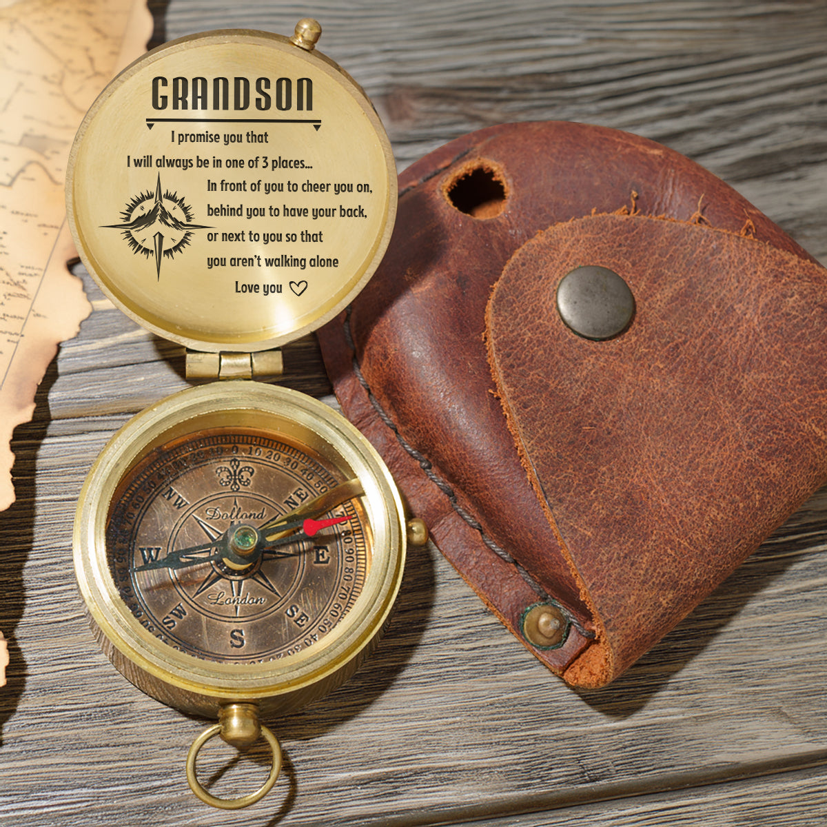 Personalized Engraved Compass - Family - To My Grandson - I Will Always Behind You To Have Your Back - Gpb22018