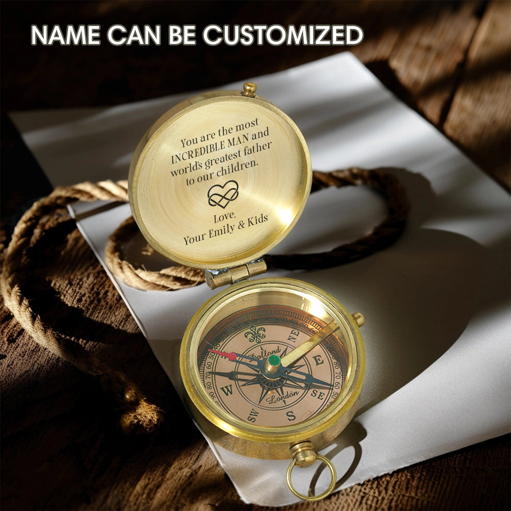 Personalized Engraved Compass - Family - To My Husband - From Wife & Kids - You Are The Most Incredible Man - Gpb14023