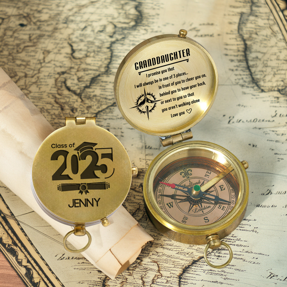 Personalized Engraved Compass - Family - To My Granddaughter - I Will Always Behind You To Have Your Back - Gpb23011