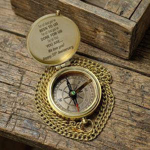 Personalized Engraved Bronze Compass - Handmade 50 years Anniversary Gift for Grandpa & Grandma | Custom Name, Date - Gpb20010