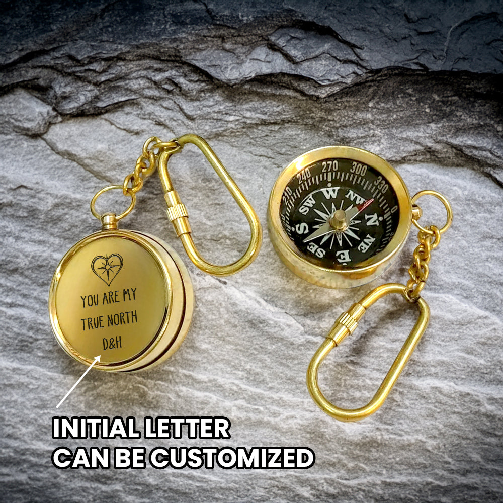 Personalized Brass Compass Keychain - Family - To My Wife - You Are My True North - Gkqj15006