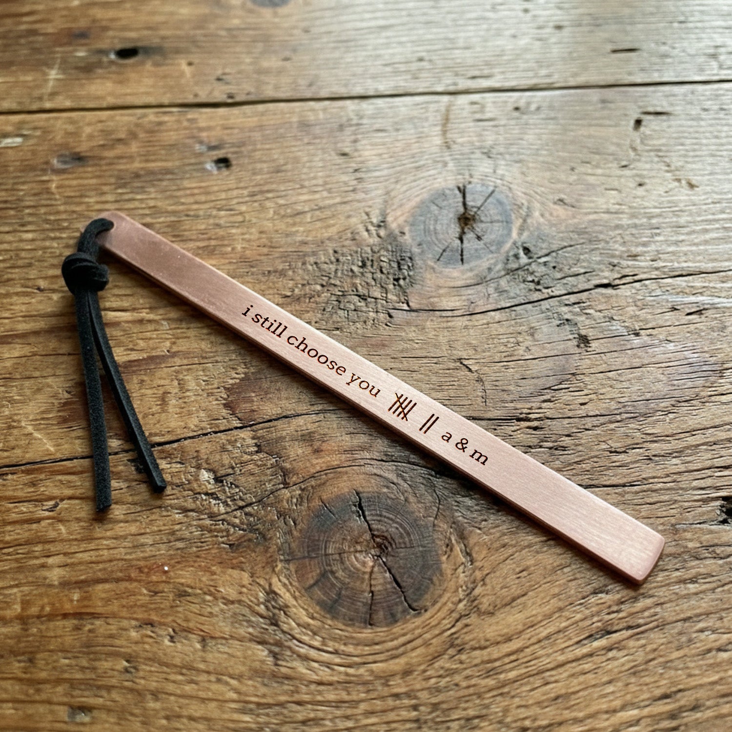 Personalized 7th Anniversary Copper Bookmark - Hand-Stamped "I Still Choose You" - Gdk26002