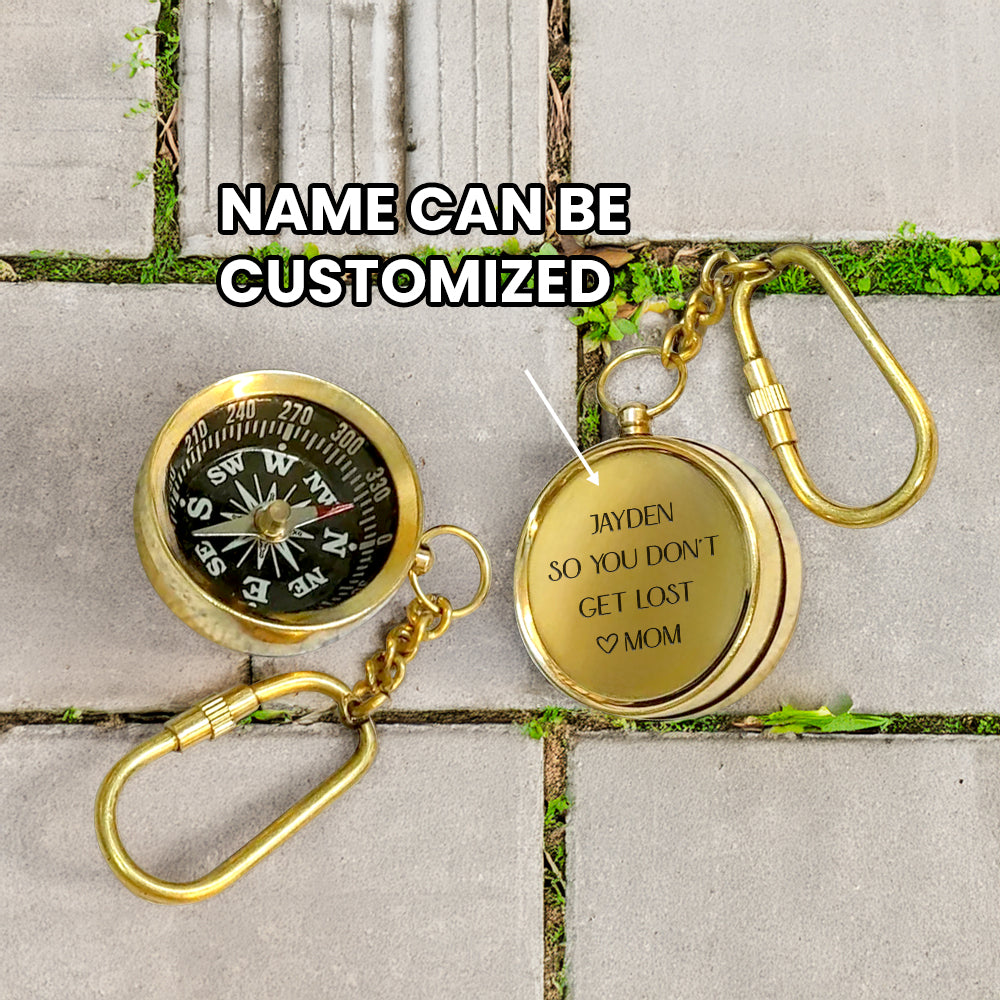 Personalized Brass Compass Keychain - Family - To My Son - From Mom - So You Don't Get Lost - Gkqj16004