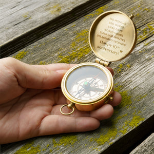 Personalized Engraved Bronze Compass - Handmade 10 years Anniversary Gift for Couples | Custom Name, Date - Gpb26248