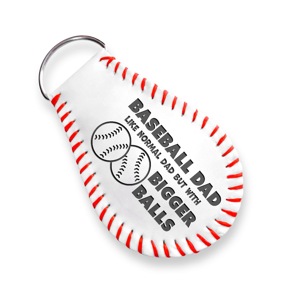 Handmade Leather Baseball Keychain - Baseball - Normal Dad But With Bigger Balls - Gkqi18001