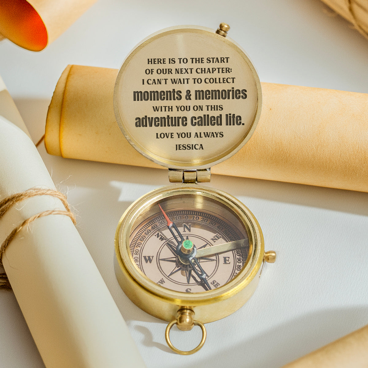 Personalized Engraved Compass - Family - For Couple - Here Is To The Start Of Our Next Chapter - Gpb26240