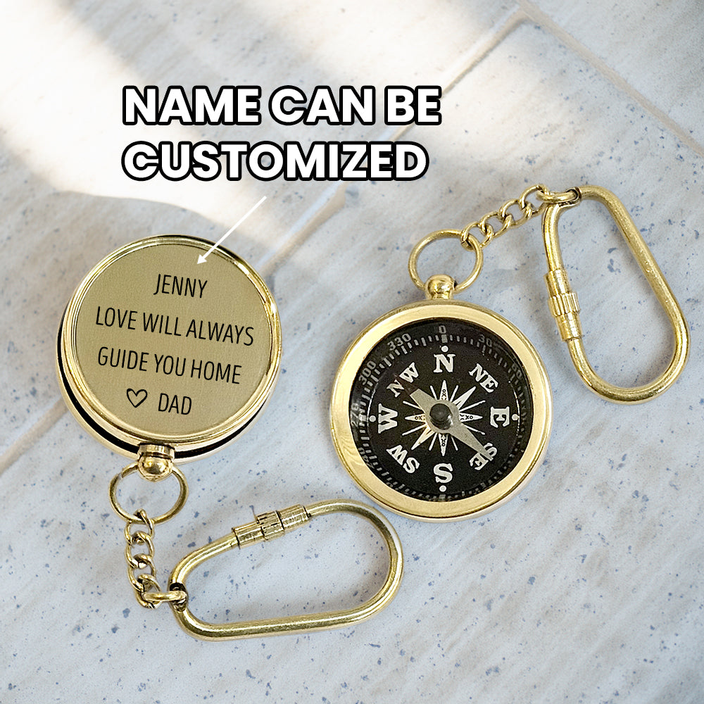 Personalized Brass Compass Keychain - Family - To My Daughter - From Dad - Always Remember To Chase Your Dreams - Gkqj17003