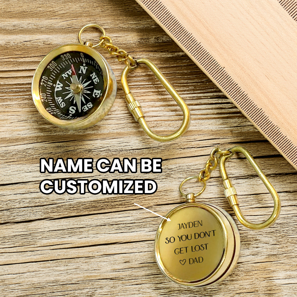 Personalized Brass Compass Keychain - Family - To My Son - From Dad - You're One Step Closer To A Bright New Future - Gkqj16001