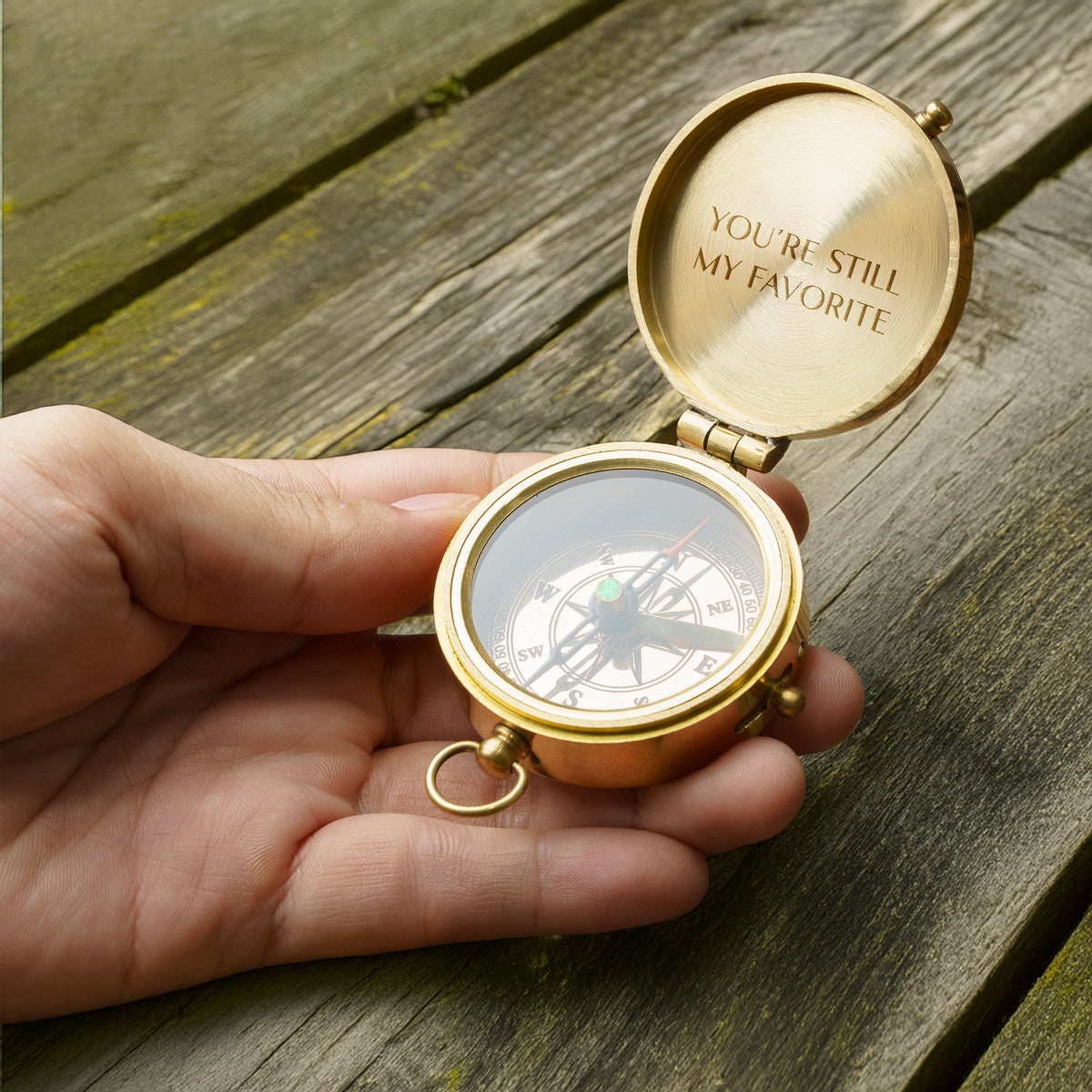 Personalized Engraved Bronze Compass - Handmade 10 years Anniversary Gift for Couples | Custom Name, Date - Gpb26251