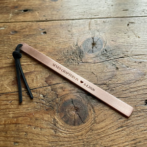 Personalized 7th Anniversary Copper Bookmark | Hand-Stamped "Seven Chapters In" | Gdk26003