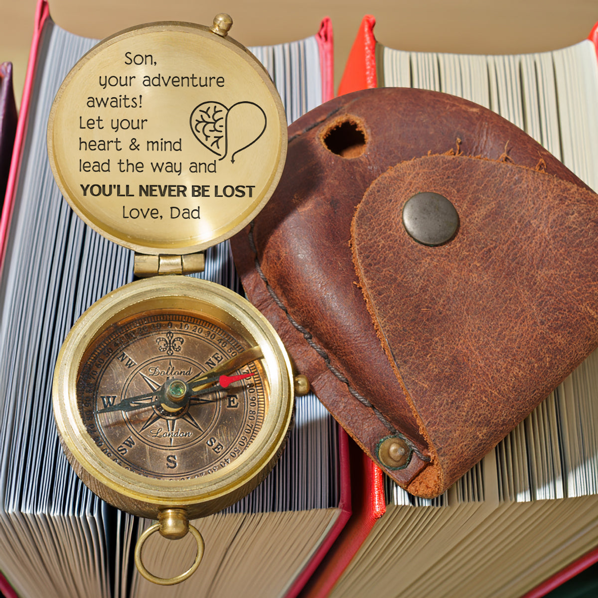 Personalized Engraved Compass - Family - To My Son - From Dad - Let Your Heart & Mind Lead The Way - Gpb16074