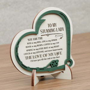 Wooden Heart Sign - Fishing - To My Lady - The Love Of My Life - Gan13001