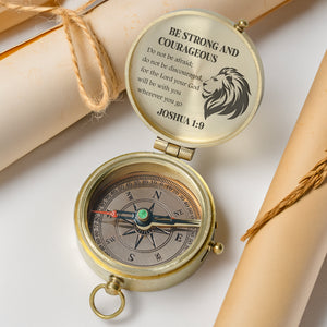 One Step with Faith, Forever Guided - Be Strong And Courageous - Baptism & Communion Compass + Free Personalized Communion Bag - Gpb16080