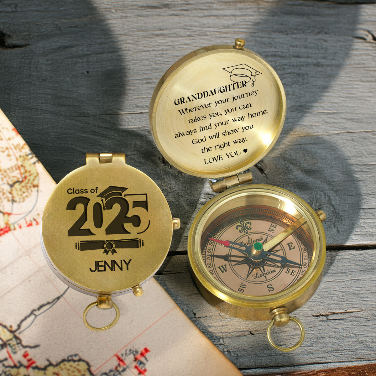 Personalized Engraved Compass - Family - To My Granddaughter - God Will Show You The Right Way - Gpb23012