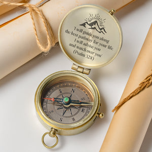 One Step with Faith, Forever Guided - I Will Advise You And Watch Over You - Baptism & Communion Compass + Free Personalized Communion Bag - Gpb16088