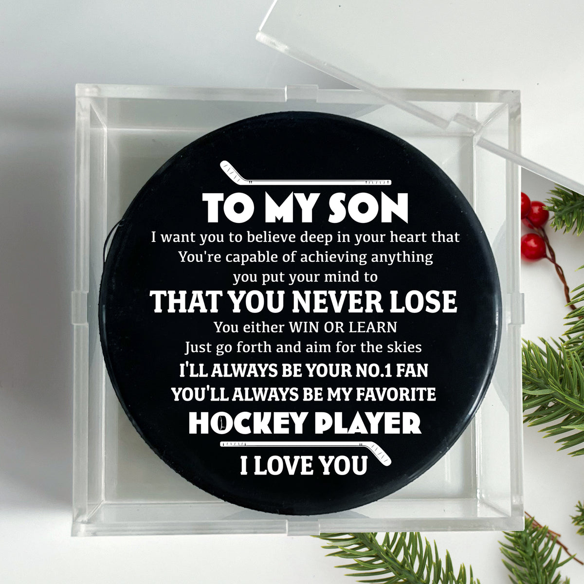 Celebrate Your Special Bond - An Exclusive Custom Hockey Puck for Son - Gai16018